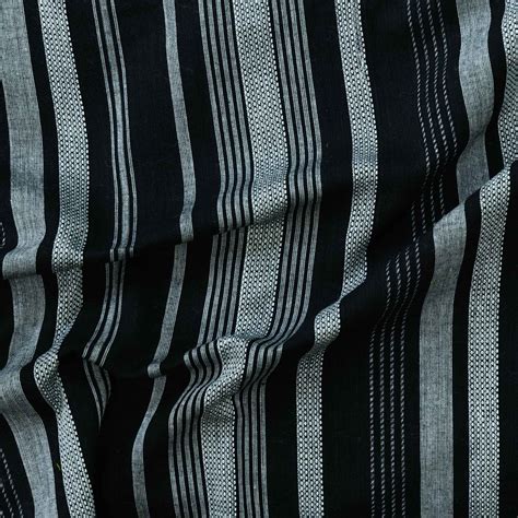Pure South Cotton Blac Grey Uneven Line Stripes Woven Fabric – Sanskruti