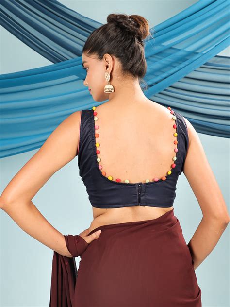 Blue Retro Sleeveless Padded Blouse – thesaffronsaga