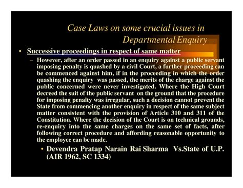 CASE LAWS - Human - Case Laws on some crucial issues in Departmental ...