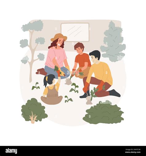 Remove weeds isolated cartoon vector illustration. Parents with kids ...