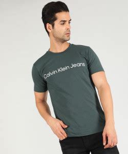 Calvin Klein Jeans Printed Men Round Neck Blue T-Shirt - Buy Calvin ...