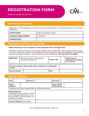 Fillable Online DLC L5 Mentoring Qualification Registration Form ...