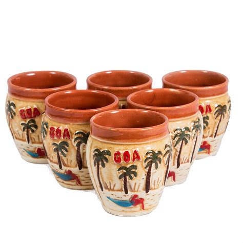 Indian Art Ceramic Printed Kulhad Set(set Of 6) : Amazon.in: Home & Kitchen