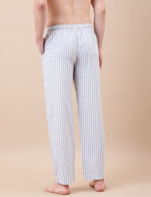 Cotton Mix Striped Relaxed Fit Pants