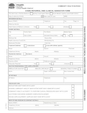 CHAIN REFERRAL AND CLINICAL HANDOVER FORM - Fill and Sign Printable ...