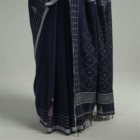 Handloom Cotton Phulia Jamdani Saree with Tassels