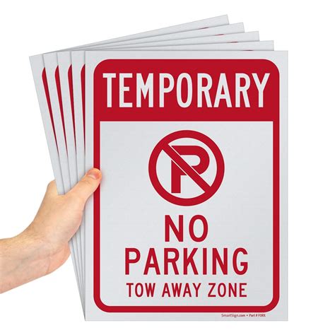 Smartsign “Temporary - No Parking, Tow Away Zone” Sign | 9" x 12 ...