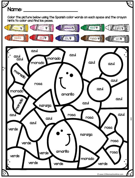 Image result for Spanish Color Words Worksheet