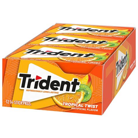 Trident Tropical Twist Sugar-Free Chewing Gum with Xylitol 39g - 14 ...