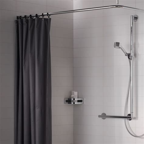 Plan Bathroom Shower Curtain Rail & Curtains