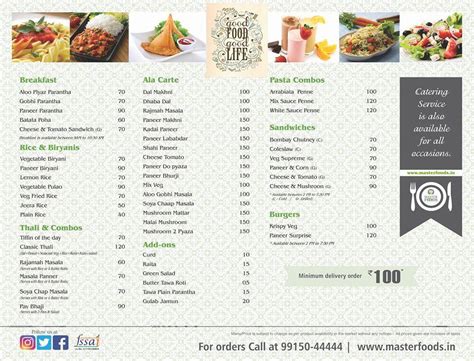 Menu at Master Foods Mohali, Chandigarh