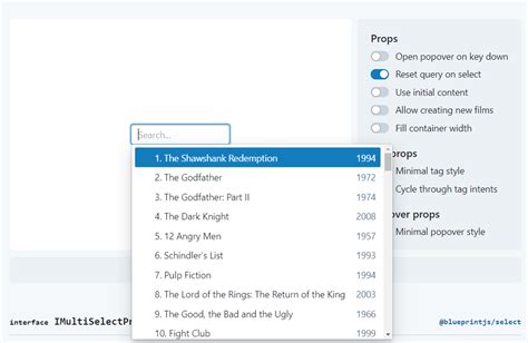 Image result for Blueprint JS Select Example