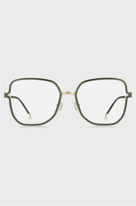 BOSS - Green optical frames with forked temples and branded chain - Green