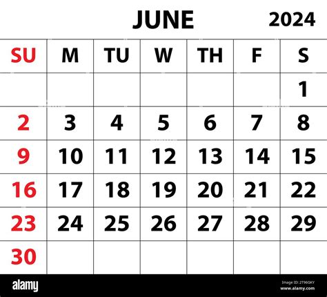 June Month Calendar 2024