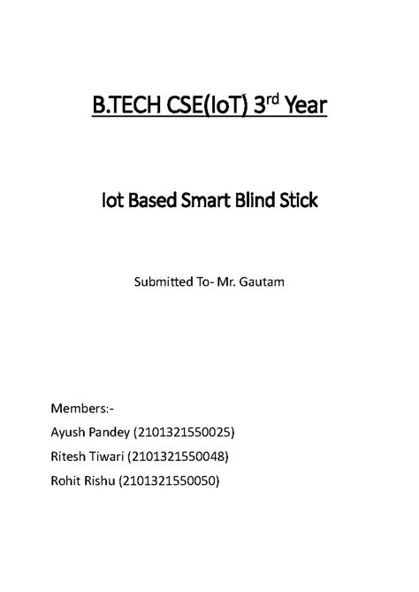 Iot Based Smart Blind Stick - B CSE(IoT) 3 rd Year Iot Based Smart ...