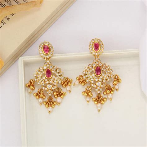 Buy 925 Silver Earrings Online | Gold Plated Silver Jhumkas Earrings ...