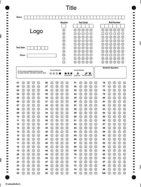 Akanksha's Omr Sheet (Black & White) For Exam Answer Practice 70 Gsm ...