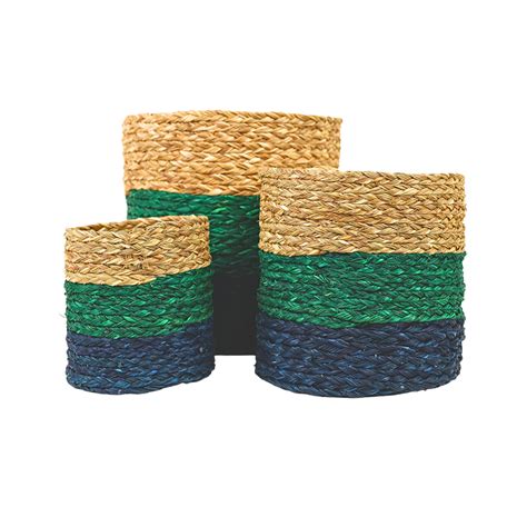 Eco-friendly Handwoven Sabai Grass Planters – Set of 3 – Natriel