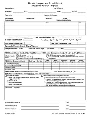 Houston Isd Student Discipline Referral - Fill and Sign Printable ...