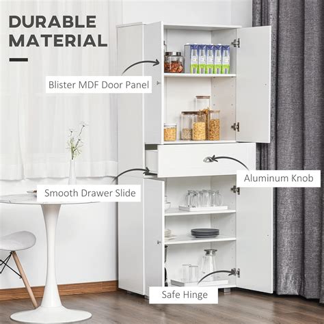 Buy HOMCOM Freestanding Tall Kitchen Cupboard Storage Cabinets with ...