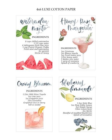 Cocktail Recipe Cards Free Printable - Printable Free Templates