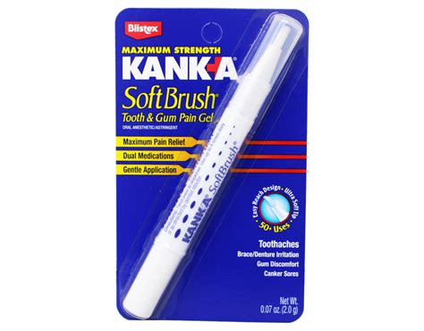 Kanka Soft Brush Maximum Strength Tooth & Gum Pain Gel, 50+ Uses, 0.07 ...