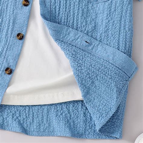 Boys Light Blue Textured Short Sleeves Shirt – INCLUD