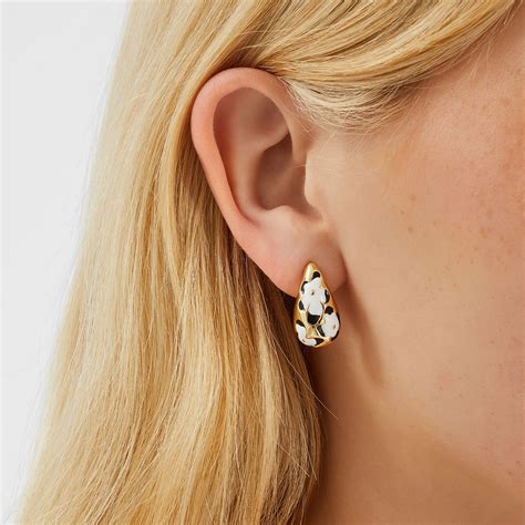 Multi Painted Floral Drop Curve Hoops - Accessorize India