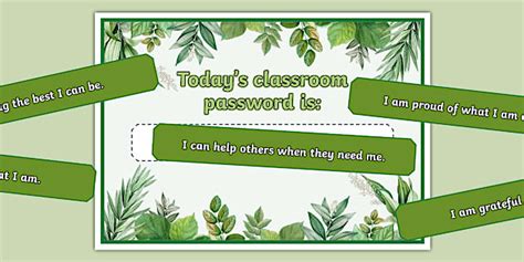 Positive Affirmations Classroom Password Display - Twinkl