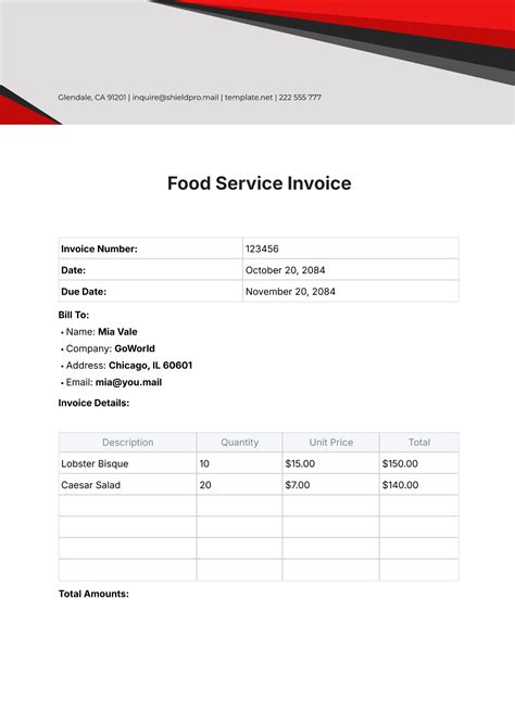 Catering Invoice Template