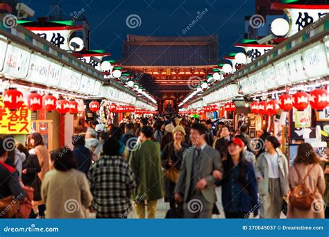 Senso-ji Temple and Nakamise Street in Asakusa at Night Editorial Photography - Image of city ...
