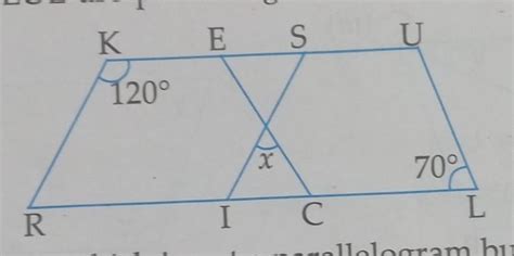the given figure ,RISK and CLUE are parallelograms. Find the value of x ...