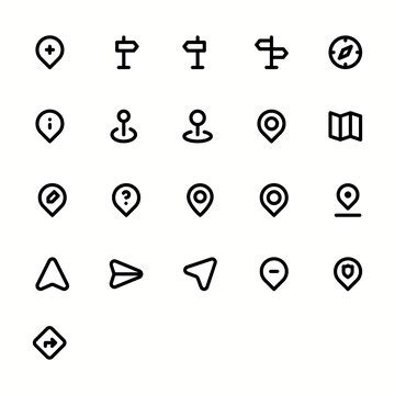 Locations and map Icons set | Premium AI-generated vector