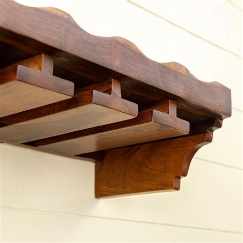 Buy Helios Swastik Sheesham Wood Wall Mount Bar Rack - Brown from ...