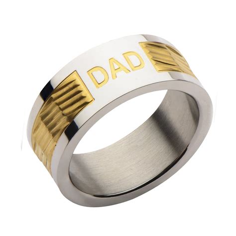Buy Men's Gold & Silver Steel Engraved DAD Patterned Steel Band Online ...