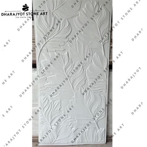 Elegant Hand-Carved 3D Leaf Pattern Stone Wall Mural – Dharajyot Stone Art