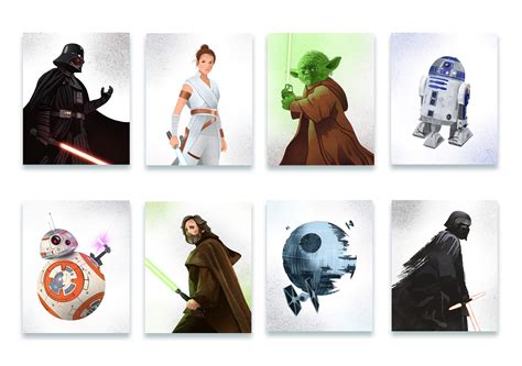 Buy Tonko Star Wars s - Set of 8 Bedroom Prints - Home Wall Art - Yoda ...