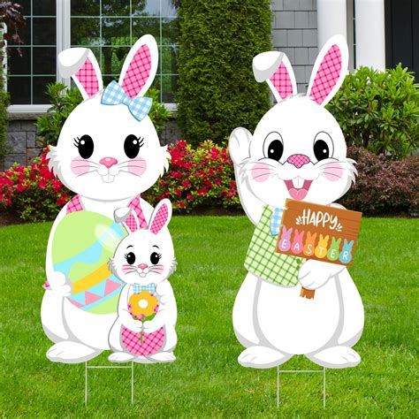 Amazon.com : 35in Easter Yard Decorations Bunny Family and Egg Yard ...