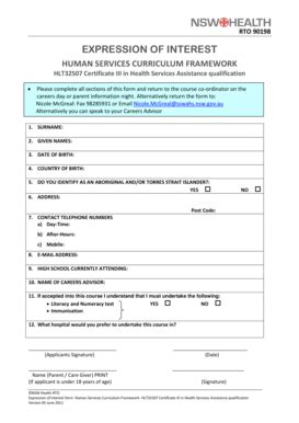 Fillable Online swslhd nsw gov Expression of Interest Form Final ...