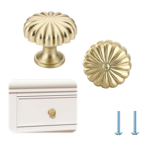 HASTHIP 2 Pack Cabinet Handles - Brushed Brass Round Drawer Pulls– Hasthip