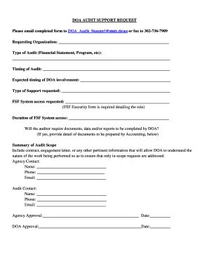 Fillable Online DOA AUDIT SUPPORT REQUEST Fax Email Print - pdfFiller