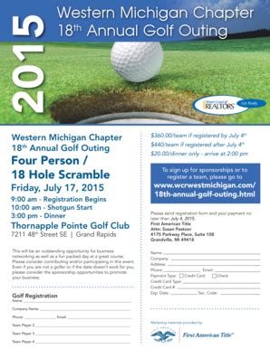 Fillable Online Western Michigan Chapter 18th Annual Golf Outing Fax ...