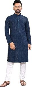 Metro Traders Men Embroidered Straight Kurta - Buy Metro Traders Men ...