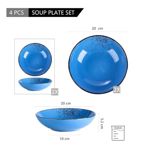 vancasso 4-Piece Blue Ceramic Dinnerware VC-NAVIA-4-STP at Lowes.com