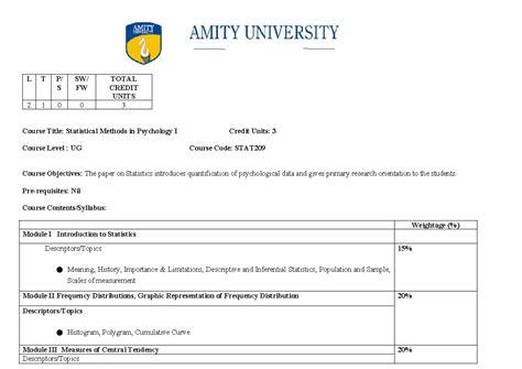 STAT209: Statistical Methods in Psychology I - Course Overview - Studocu