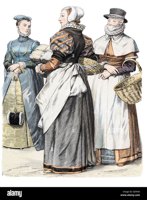 Late16th Century XVI 1500s English costume Matron and Servant Maid ...