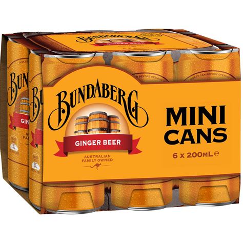 Bundaberg Ginger Beer Mini Can 200ml X6 Pack | Woolworths