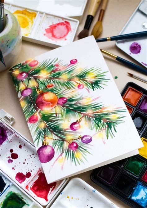 70+ Watercolor Christmas Card Art Ideas (+Free Printable Templates ...