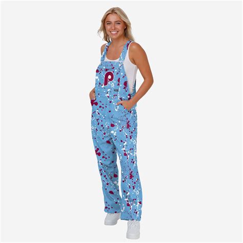 Philadelphia Phillies Womens Powder Blue Paint Splatter Bib Overalls ...