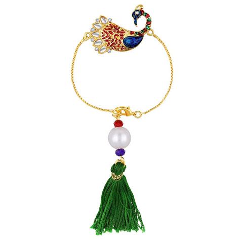 Mahi Peacock Shaped Meenakari Work Lumba Rakhi for Bhabhi (RAL1100679G ...